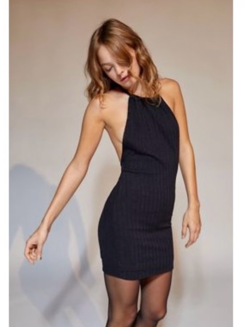 Urban Outfitters UO Sasha Knit Halter Mini Dress Black Medium